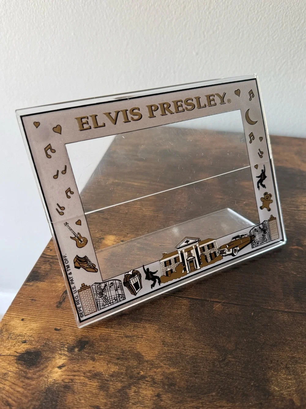 Vintage Elvis Presley Enterprises Graceland Clear Acrylic Picture Frame 4x6 EPE
